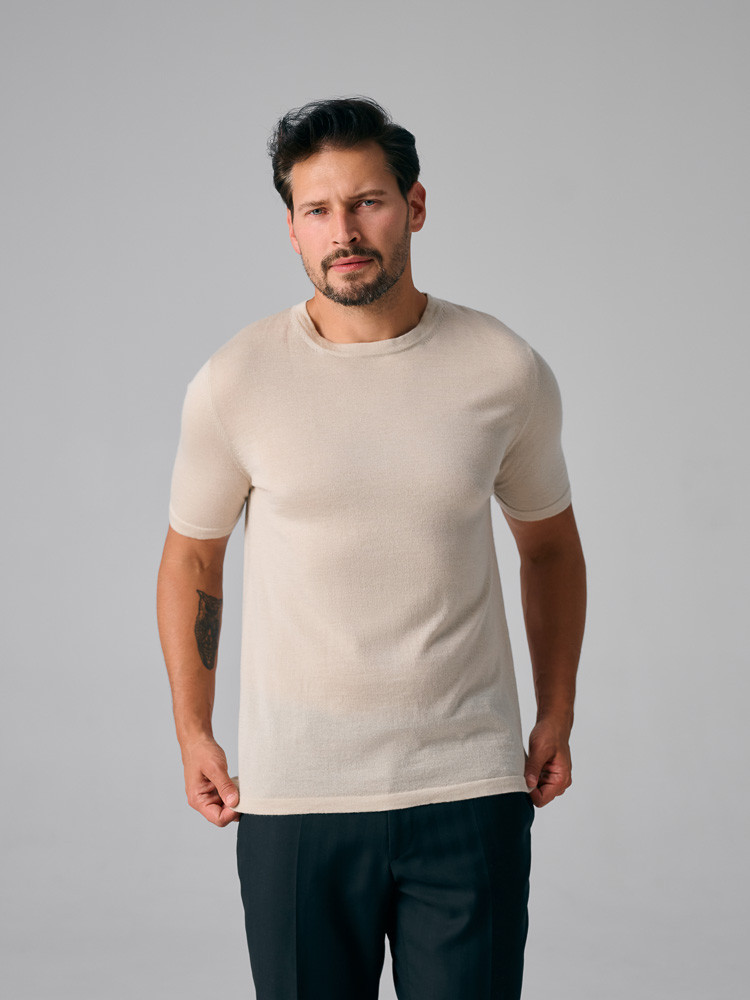 Klasyczna koszulka kaszmir z jedwabiem