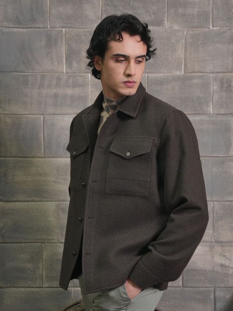 Kurtka koszulowa z wełny jaka brązowa