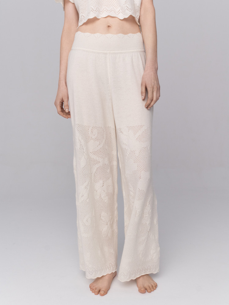 Spodnie kaszmirowe z ażurem