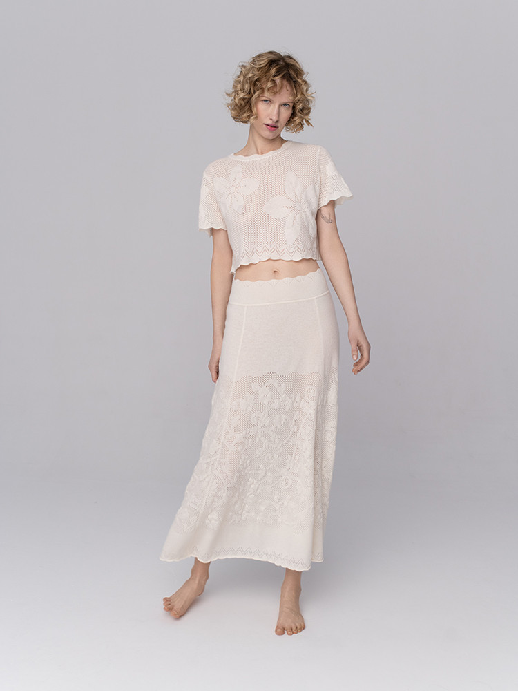 Spódnica kaszmirowa z ażurem