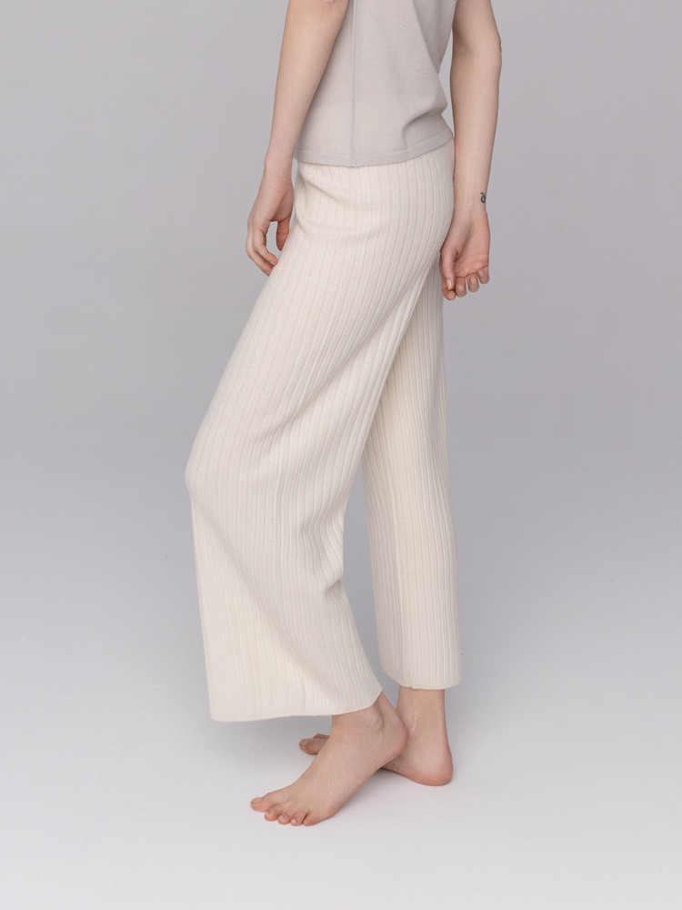 Spodnie kaszmirowe prążkowane