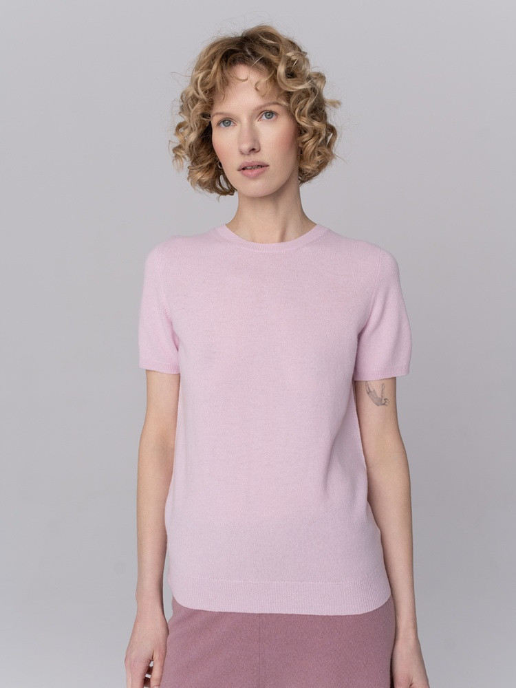 Dzianinowy T-shirt z kaszmiru