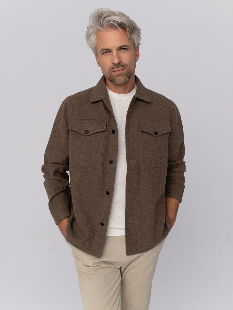 Kurtka koszulowa z wełny jaka brązowa