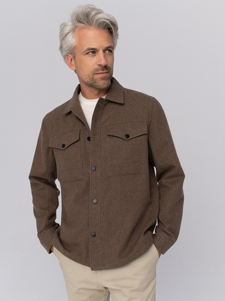 Kurtka koszulowa z wełny jaka brązowa