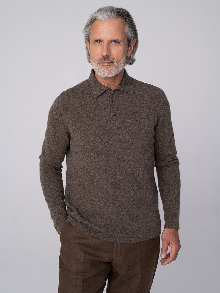 Sweter polo z wełny jaka
